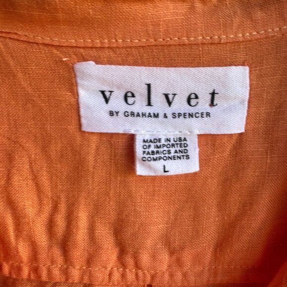 Velvet by Graham & Spencer Long Sleeve Button Up 100% Linen Shirt Women's Size L - Picture 3 of 8